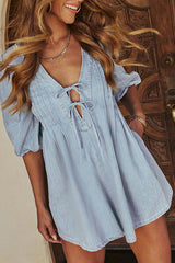 Terez Front Tie Denim Romper