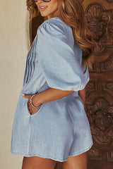 Terez Front Tie Denim Romper