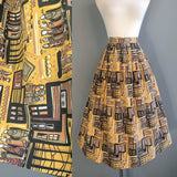 Retro Graphic Midi Skirt