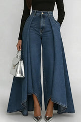 Women's High-waisted Casual Loose-fitting Wide-leg Jeans