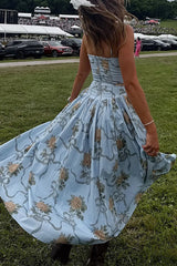 Heididress Spaghetti Strap Waisted Floral Print A-line Maxi Dress