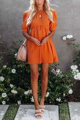 Heididress Solid Half Sleeve Ruched Babydoll Dress