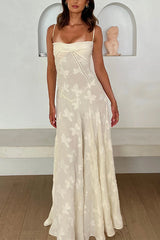 Heididress Spaghetti Strap Back Lace-up Applique Flower Lace Maxi Dress