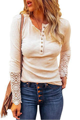 Heididress Suzanne Lace Splice Long Sleeve Blouses
