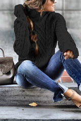Heididress Mockneck Solid Cable Knit Pullover Sweater