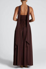Heididress Strapless Back Lace-up High Slit Splice Maxi Dress
