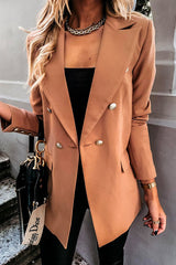 Heididress Lapel Double Breasted Open Front Blazer Jacket