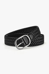 Faux Leather Metal Buckle Adjustable Braided Belt