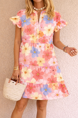 Soft Floral Pink Mini Dress