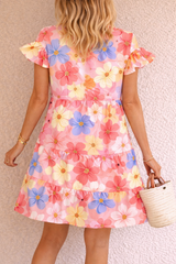 Soft Floral Pink Mini Dress