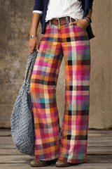 Vintage Plaid Pants β Bold & Stylish Wide-Leg Fit