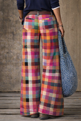 Vintage Plaid Pants β Bold & Stylish Wide-Leg Fit
