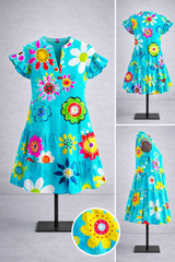 Holiday Paisley Flutter Sleeve Mini Dress