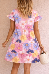 Soft Floral Pink Mini Dress