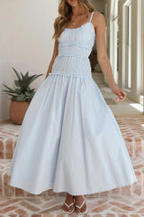 Smocked Ruffle Strap Maxi Dress