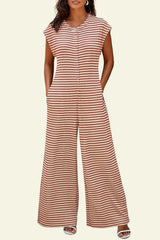 Women's Oversized Striped Sleeveless Jumpsuit