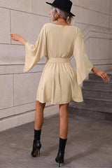 Elegant Batwing Sleeve Mini Dress β Loose Fit Waist Tie Casual Chic Dress