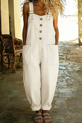 Women's Casual Denim Jumpsuit With Adjustable Buckles