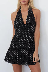 Amina Polka Dot Halter Mini Dress