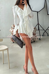Fashion V-neck Long-sleeved Ruffled Slim-fit Rompers