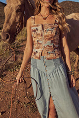 Hayes Floral Tapestry Corset Top