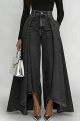 Women's High-waisted Casual Loose-fitting Wide-leg Jeans