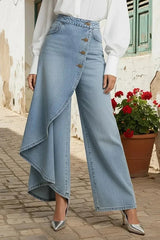 Women's High-Waisted Relaxed Fit Wide-Leg Jeans With A Stylish Design