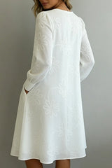Vintage Elegant V-neck Floral Embroidery Dress