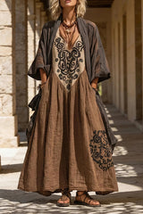 Boho Retro Loose Linen Cotton Two-piece Set