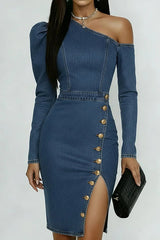 Casual Off-the-shoulder Denim Dress