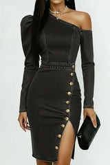 Casual Off-the-shoulder Denim Dress