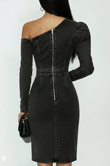 Casual Off-the-shoulder Denim Dress