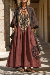 Boho Retro Loose Linen Cotton Two-piece Set