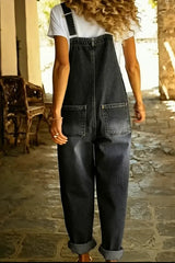 Women's Casual Denim Jumpsuit With Adjustable Buckles