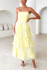 Heididress Strapless Ruffle Layered Maxi Dress