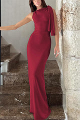 Heididress Elegant Sleeveless Tie Shoulder Bodycon Maxi Dress