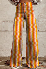 Heididress High Rise Color Block Printed Wide Leg Pants