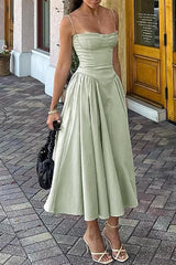 Heididress Spaghetti Strap Pocketed Corset Swing Midi Dress
