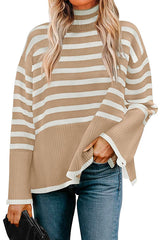 Heididress Turtleneck Side Split Striped Sweater