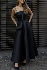 Heididress Spaghetti Strap Waisted A-line Satin Maxi Dress