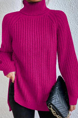 Heididress High Neck Side Slit Pullover Sweater