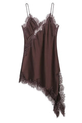 Heididress Spaghetti Strap Lace V Neck Irregular Hem Mini Dress