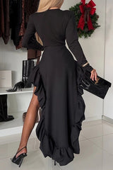 Chic High Low Ruffle Hem Maxi Skirt