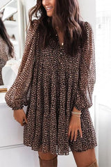 Heididress V Neck Leopard Swing Mini Dress
