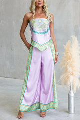 Elastic Waist Printed Wide Leg Pants