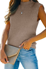 Heididress Mockneck Sleeveless Solid Knit Top