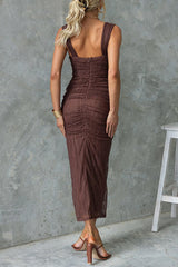 Heididress Twist Knot Cut Out Ruched Bodycon Maxi Cami Dress