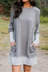 Heididress Splice Pockets Casual Sweatershirt Dress