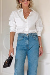 Heididress Lapel Long Sleeves Button Up Blouse Shirt