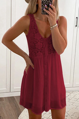 Heididress Lace Floral Button Down Tank Dress